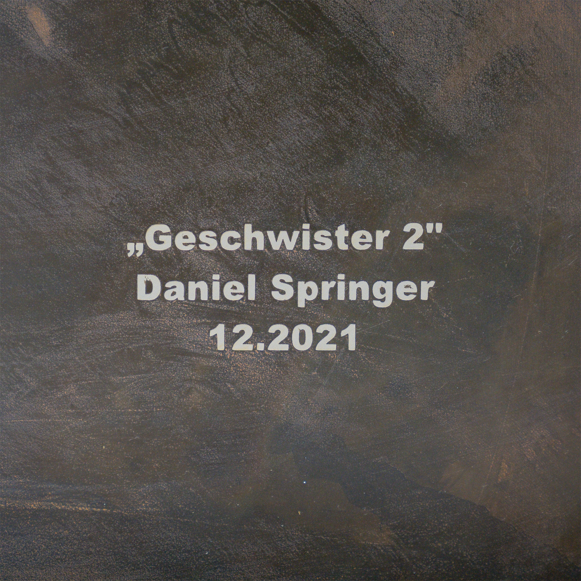 Stahlbild mit dem Namen "Geschwister" aus der Reihe Edelstahl von Daniel Springer.
